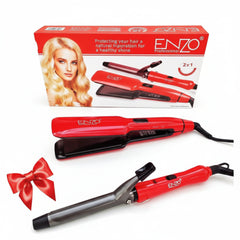 2 in 1 Hair Straightener & Curler Red