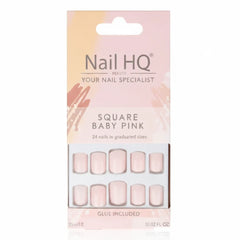 Square Baby Pink Nails Set 24pcs